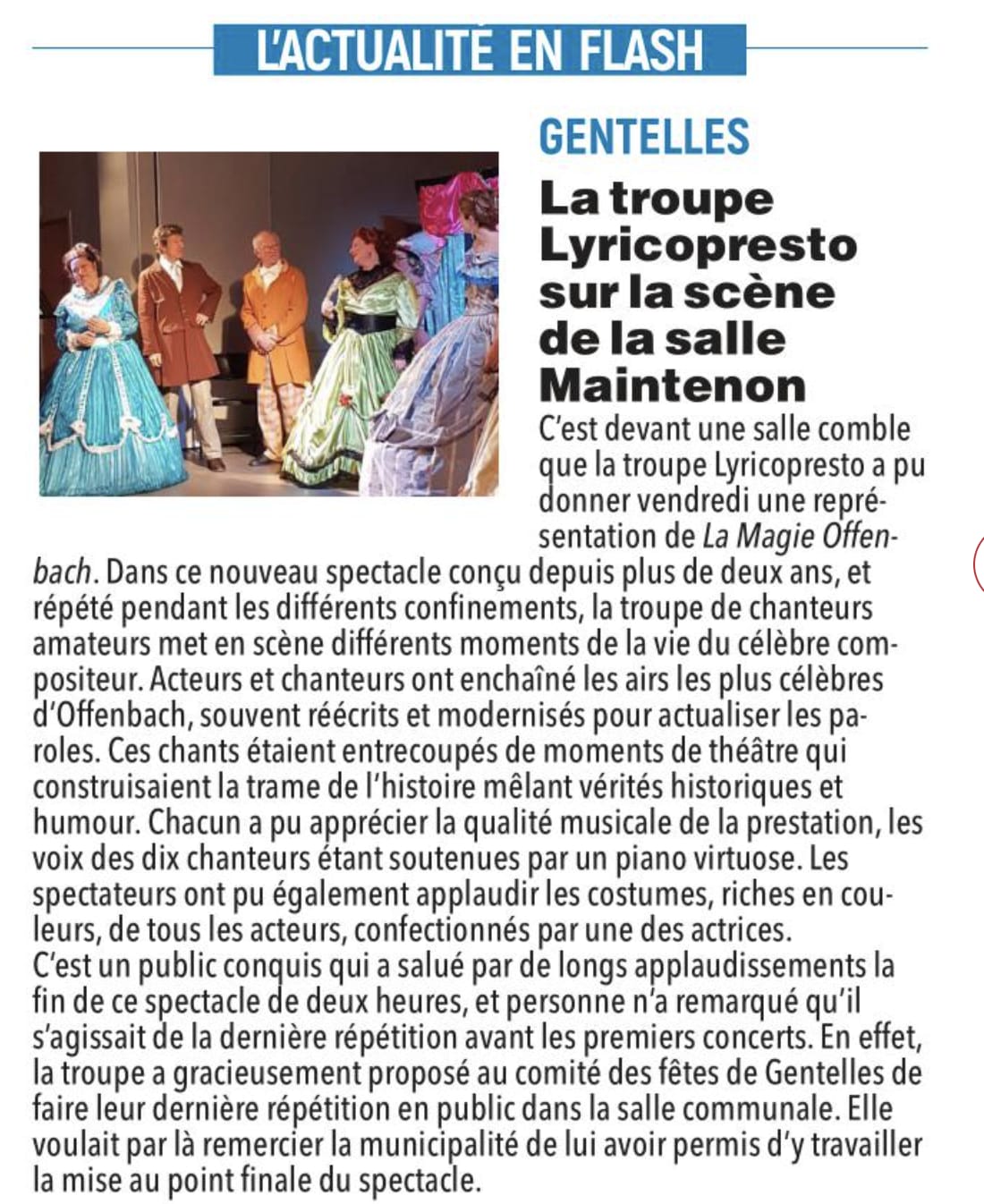 article du Courrier Picard de Maintenon